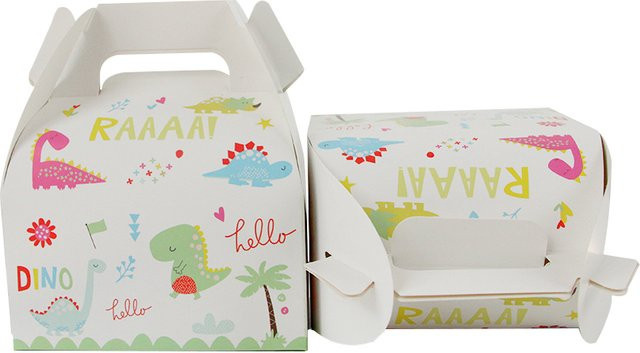 joy-enlife Cartoon Dinosaurier Papier Geschenkboxen für Süßigkeiten und Cookies, Multicolor, Set mit 6 oder 12 Stück für Kinder Geburtstag oder Baby Shower - Bild 1