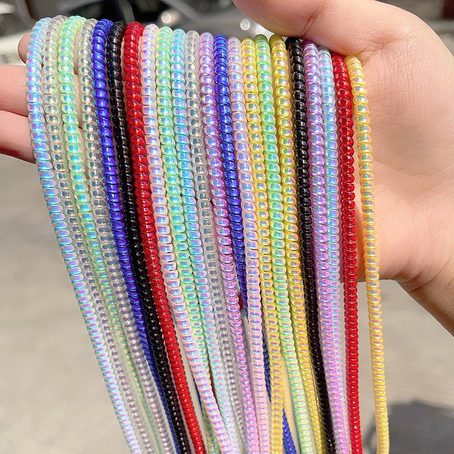 Multicolor TPU-Spiral-USB-Ladeschutz für iPhone, Samsung und Huawei, 1,4 m Kabelwickler und Schutzüberzug - Bild 1