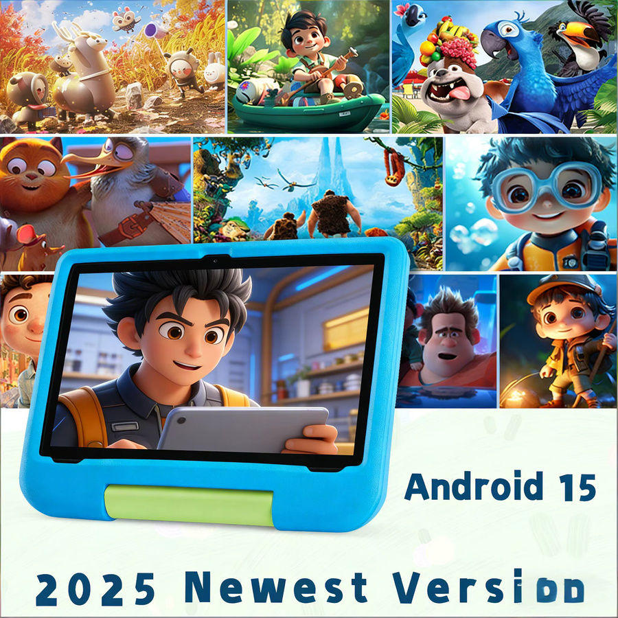 Paitanry Kinder-Tablet mit 10,1 Zoll HD IPS Bildschirm, Android 15, 8 GB RAM, 64 GB Speicher, Octa-Core, WiFi 6, 5000mAh Akku und sturzsicherer Hülle mit verstellbarem Ständer in Blau - Bild 4