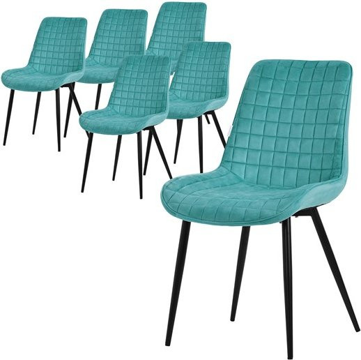 ML-Design Esszimmerstuhl 6er Set Petrol mit Samtbezug und Stahlbeinen - Bild 1