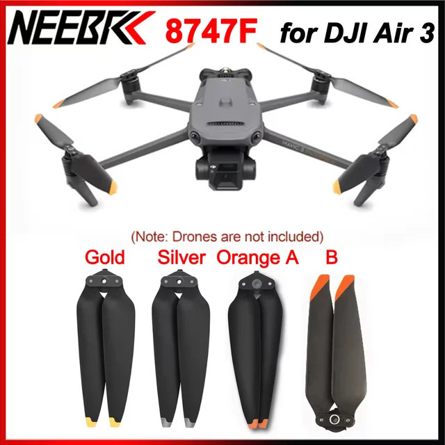DJI Ersatz-Propellerblätter mit Schnellverschluss für Air 3 und Air 3S Quadcopter Drohne in Schwarz und Orange - Bild 1