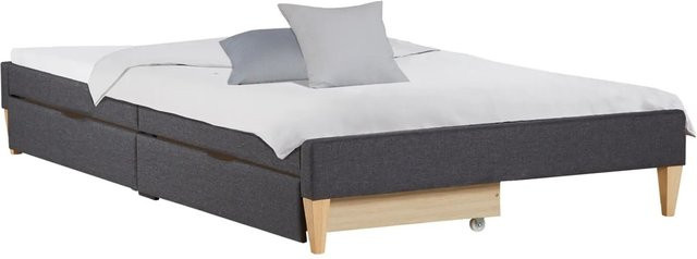 Homestyle4u Polsterbett Grau mit 2 Bettkästen und Lattenrost B/T/H: 90 x 200 cm - Bild 1