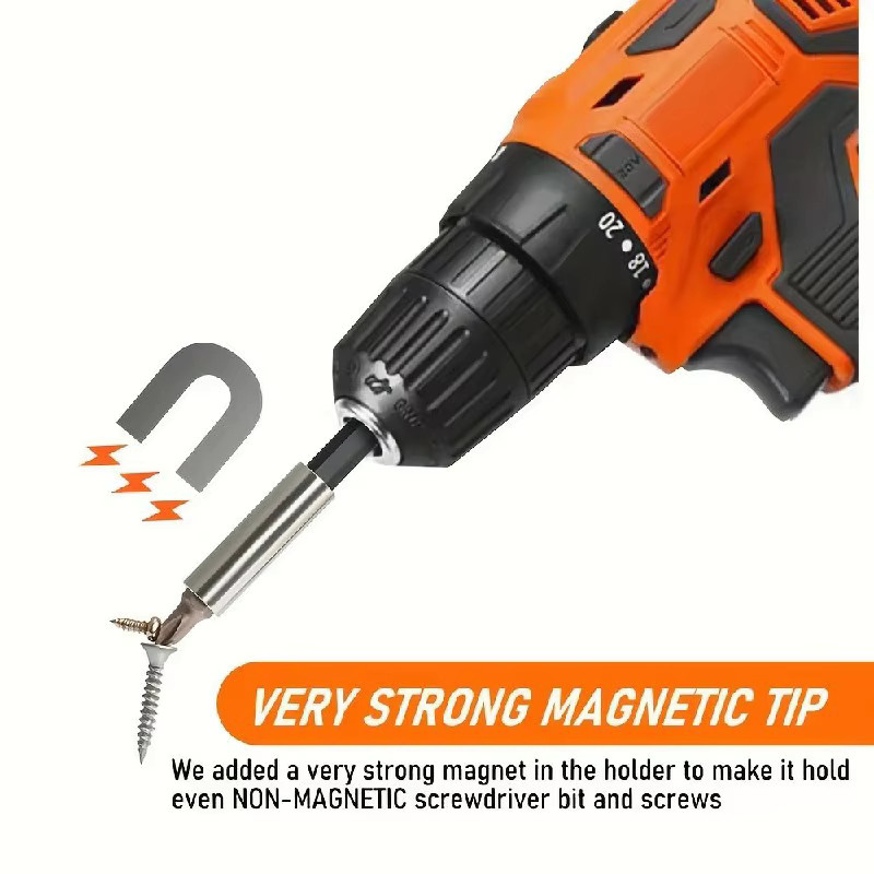 WEELEE Magnetisches Bit-Holder Set mit Sechskantgriff-Adapter und 1/4 Zoll Verlängerung in Silber - Bild 4