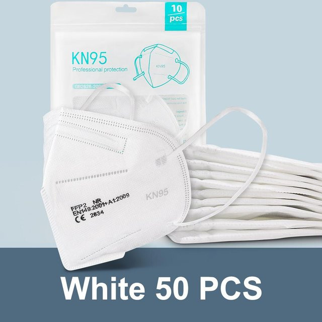 Febell FFP2 Gesichtsmaske Fischmaske KN95 wiederverwendbar, 50 Stück, weiß - Bild 1