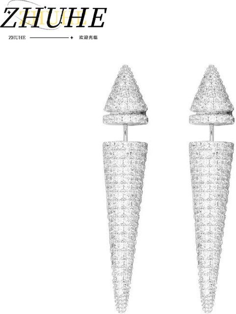 ZHUHE Ohrringe, Kegel-Ohrringe, Silber, Unisex - Bild 1