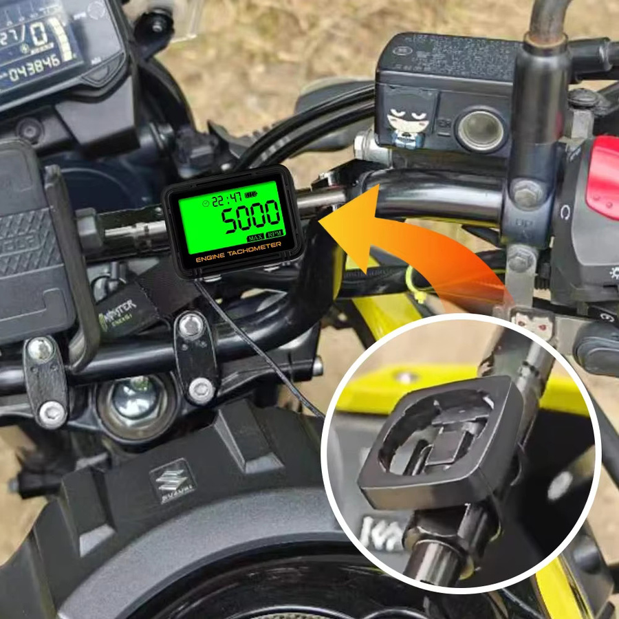 Digitaler induktiver Drehzahlmesser und Motorstundenzähler SVC TOT JOB mit Hintergrundbeleuchtung in Schwarz für Motorräder und Rasenmäher - Bild 5