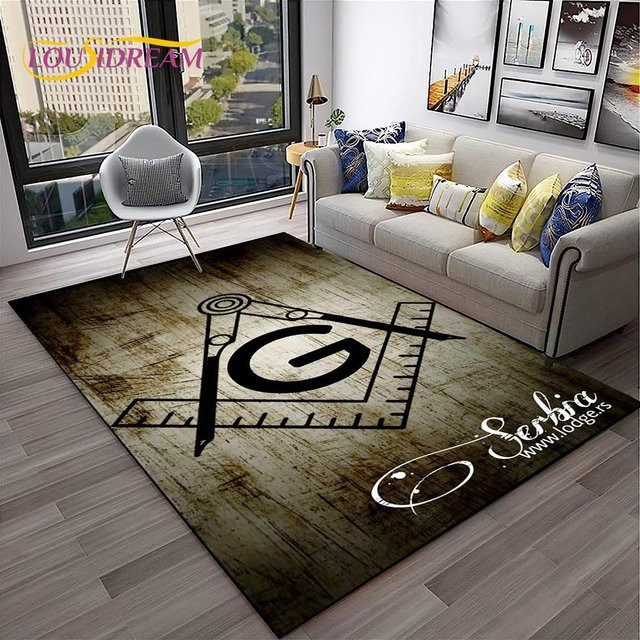 Karpetti Freimaurer Teppich Ring Freemasonry Illuminati in Braun, rutschfest, B/T: 70 x 100 cm - Bild 1