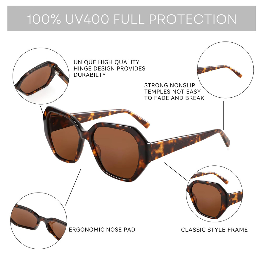 ZENOTTIC Sonnenbrille Schmetterling, Acetat, Vollrand, braun, Damen - Bild 4