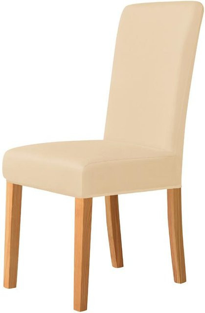 Einfarbige Esszimmerstuhlbezüge in Beige, rutschfeste und staubdichte Stuhlhussen aus elastischem Polyester für alle Jahreszeiten - Bild 1