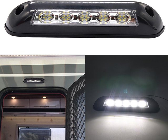 TOMTOP JMS LED Markisenbeleuchtung für Wohnmobil und Wohnwagen, 12V wasserdichte LED Lichtleiste in Schwarz mit kühlem Weiß, 6000 Lumen - Bild 1