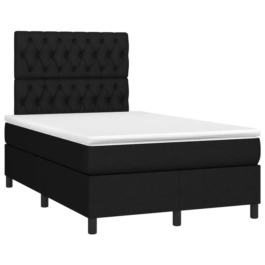 vidaXL Boxspringbett mit Matratze und LED-Unterbettbeleuchtung in Schwarz, Hybrid-Bett mit USB-Ladeport und Taschenfederkern, B/T/H: 120 x 200 x 128 cm - Bild 2