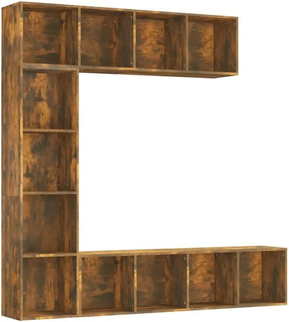 VidaXL 3-tlg. Bücherregal- und TV-Schrank-Set in Räuchereiche, Braun, B: 180 cm, H: 180 cm, T: 30 cm - Bild 1