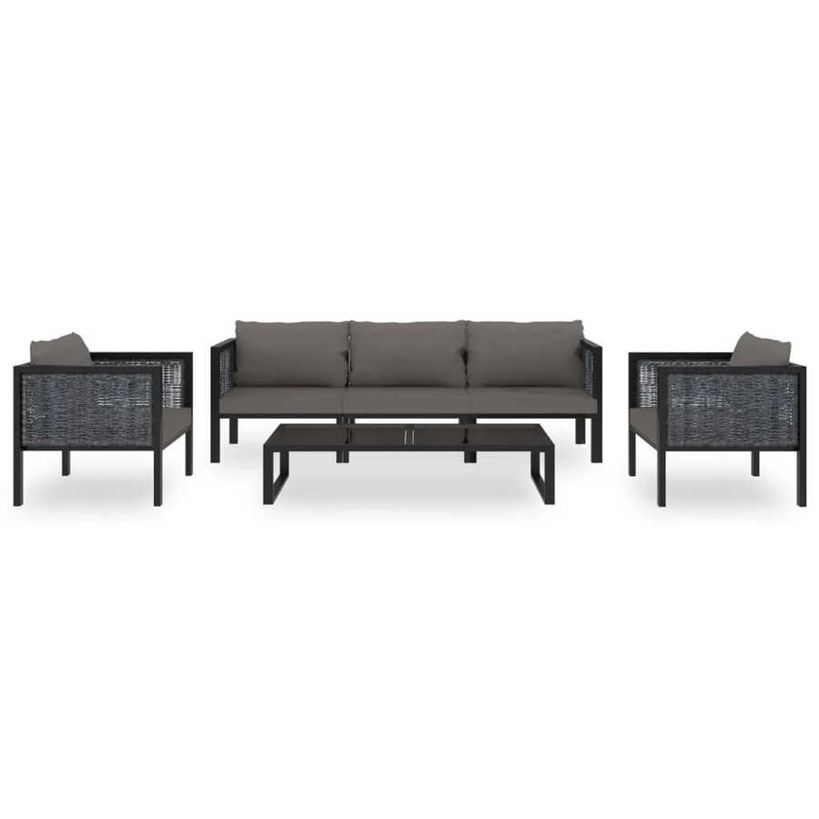 vidaXL 6-tlg Garten-Lounge-Set mit Auflagen aus Poly Rattan und Aluminium in Anthrazit - Bild 2