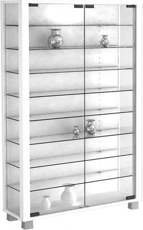 VCM Standvitrine Lumo Mini in Weiß mit ESG-Sicherheitsglas und Glastüren, H x B x T: 90 x 59 x 18 cm