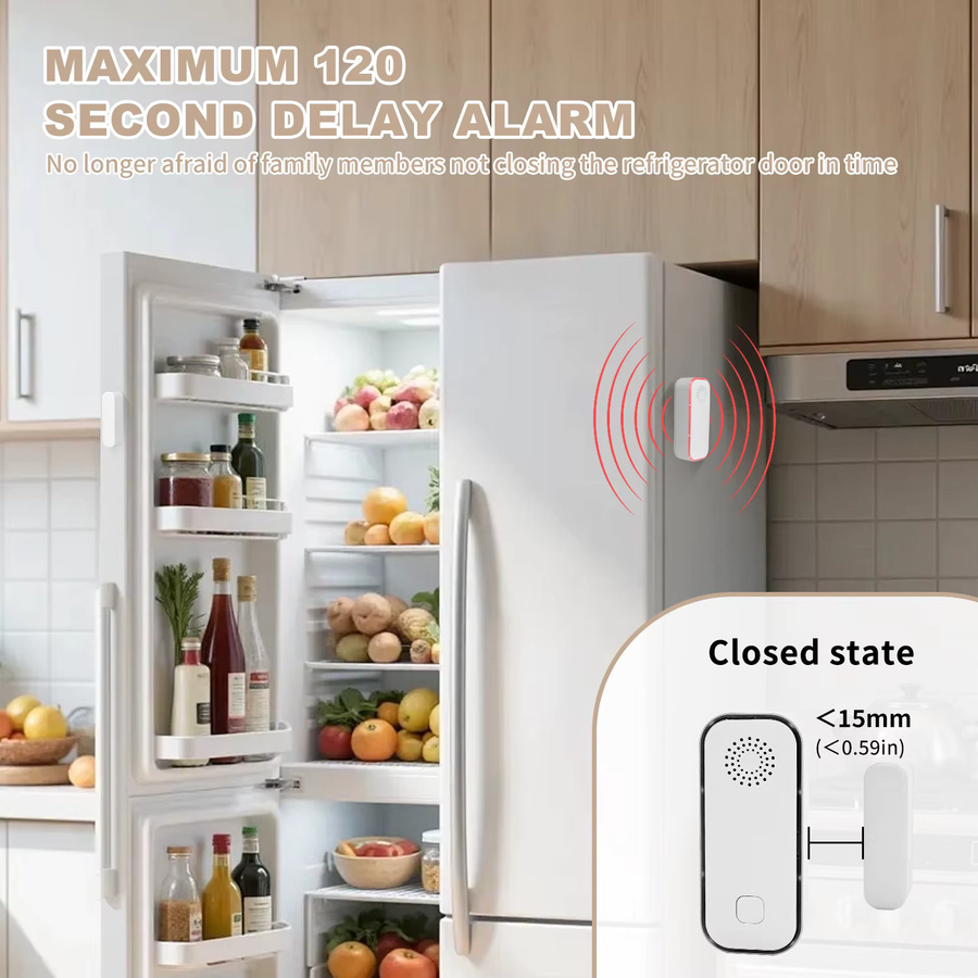 Tuya Smart WiFi Fenster-Vibrationsalarm mit App-Steuerung und Alexa/Google Home Kompatibilität, Weiß - Bild 5