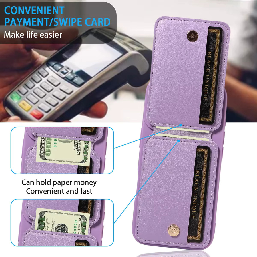 Leder-Wallet-Cover für Samsung Galaxy A03s A03 Core A12 A13 A14 A21s A22 A23 A24 A31 A32 A33 A51 A52s A53 A71 A73 in Blau und Lila mit Anti-Drop-Schutz - Bild 4