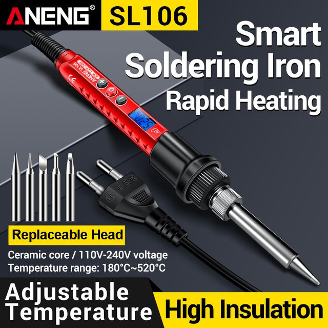 ANENG Intelligenter Elektrischer Lötkolben 60W in Rot mit einstellbarer Temperatur von 180°C bis 520°C für Reparatur und Nachbearbeitung - Bild 1