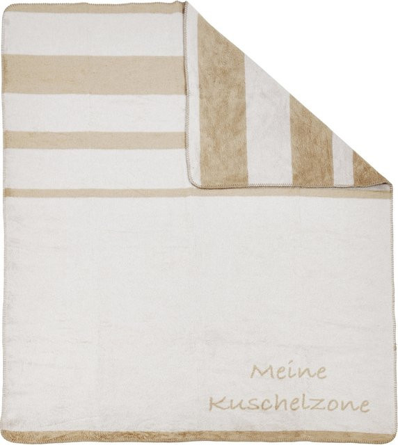 DONE Wohndecke Kuschelzone für Erwachsene, gestreift, Weiß, Polyester - Bild 1