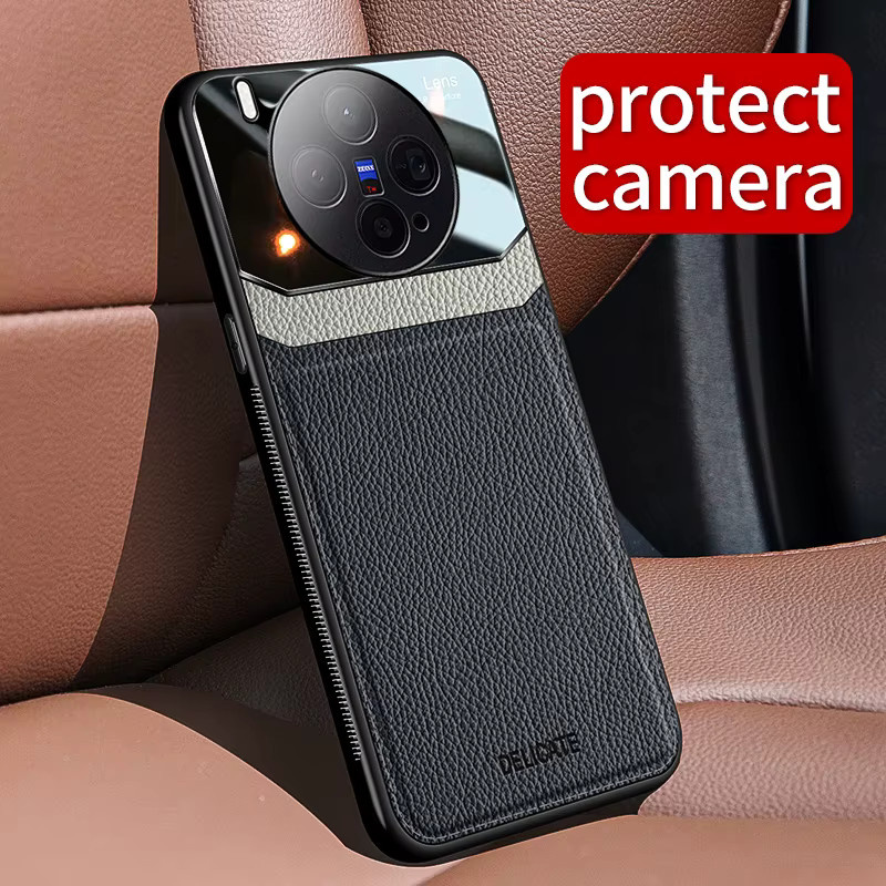 EUCAGR Luxus Handyhülle aus Acryl und Leder für VIVO X300 Pro und VIVO X300 in Rot mit Kameraschutz - Bild 5