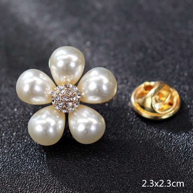 Brosche Luoxiang, Perlen, Diamant, grau, Damen - Bild 1