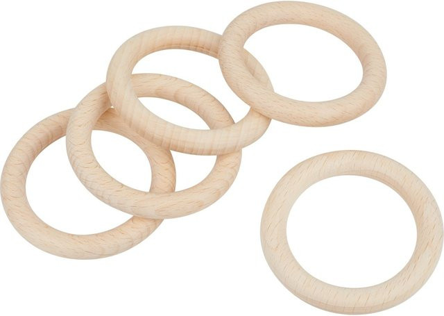 VBS Holzringe aus Buchenholz in Natur/Beige, Durchmesser: 7 cm, 5 Stück - Bild 1