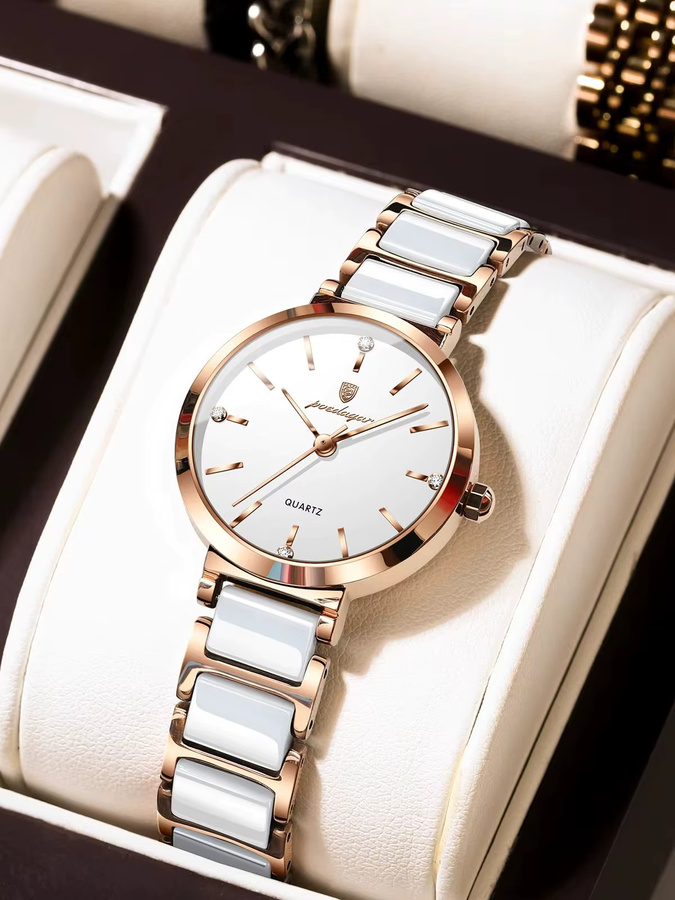 POEDAGAR Armbanduhr Quarz, Edelstahl, Weiß, Damen - Bild 7