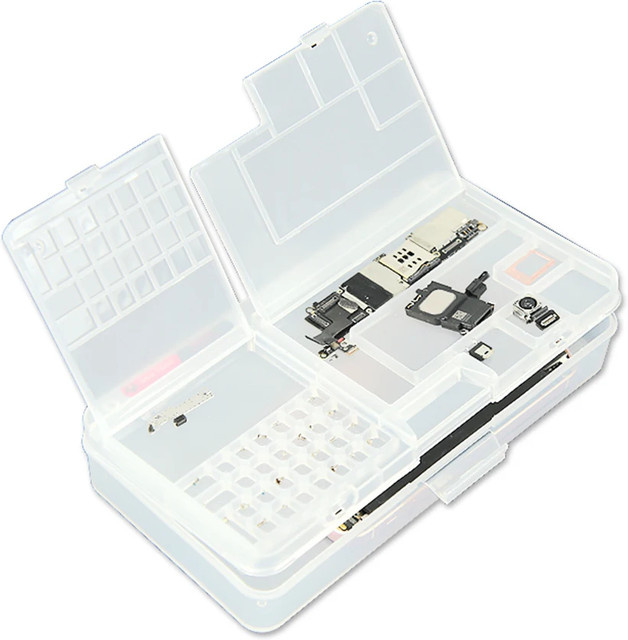 TFCHXZ Aufbewahrungsbox für iPhone LCD-Bildschirme und Reparaturkomponenten, transparenter Organizer für Mainboards, IC-Chips und Schrauben - Bild 1