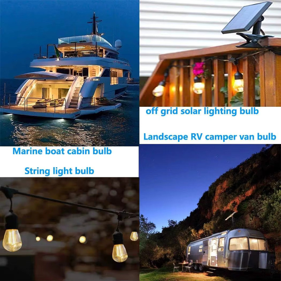 E27 LED-Edison-Glühbirne ST45G für Solar-Lichterketten, DC 12 V, 1,5 W, Warmweiß, Transparent - Bild 4