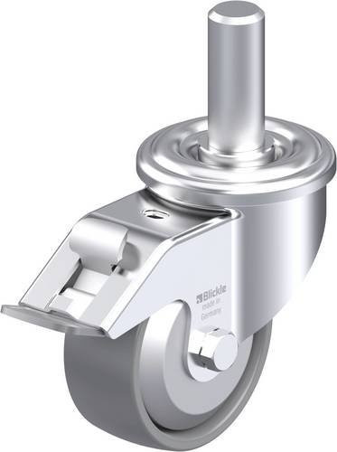 Blickle Stahlblech-Lenkrolle LEZ-PO 80G-FI-ELS-FA in Silber/Grau mit Kunststoffrad, Durchmesser: 80 mm, Tragfähigkeit: 150 kg - Bild 1