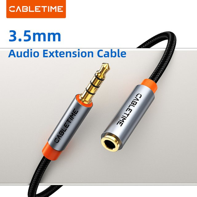 CABLETIME 3,5 mm Aux-Kabel in Schwarz als HiFi-Klinken Verlängerungskabel für Kopfhörer, Lautsprecher und Mikrofone - Bild 1