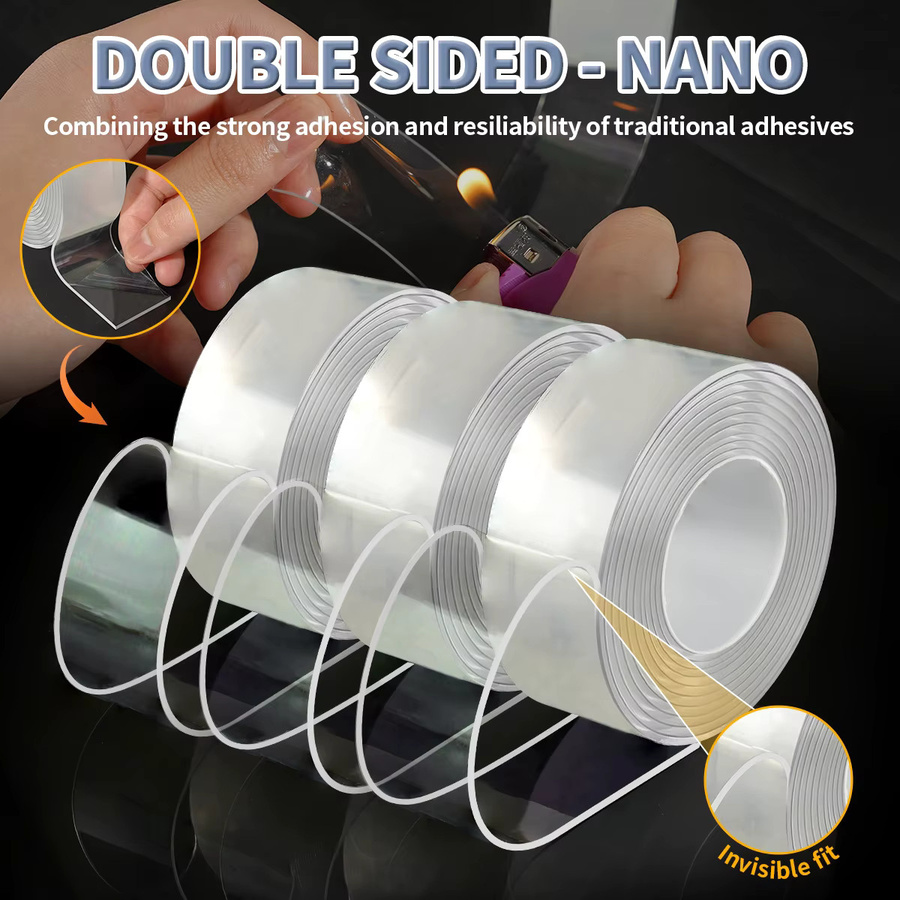 3 Rollen doppelseitiges Nano-Klebeband, transparent, wasserdicht und wiederverwendbar, Länge: 15 m - Bild 3