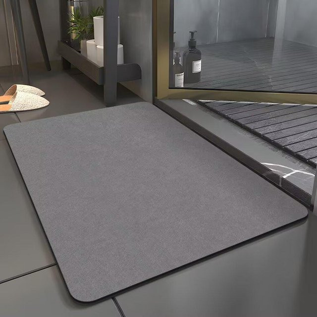 Yiran Furniture Badezimmer-Fußmatte aus Kieselalgen-Schlamm, grau, schnelltrocknend und rutschfest, B/T: 60 x 40 cm - Bild 1