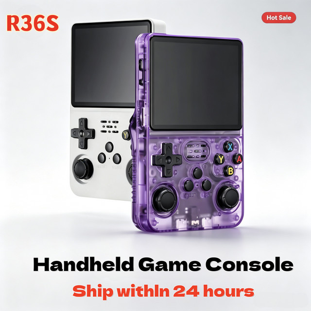 ZUIDID R36S Handheld Videospielkonsole mit 3,5 Zoll IPS-Bildschirm, 128 GB Speicher, vorinstallierte Spiele, Linux-System, Pink/Multicolor - Bild 1