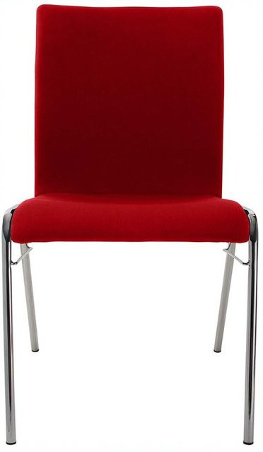 BMV Besucherstuhl A45 aus Buche mit rotem Vollpolster und verchromtem Gestell in Silber, B/T/H: 50 x 54 x 86 cm - Bild 1