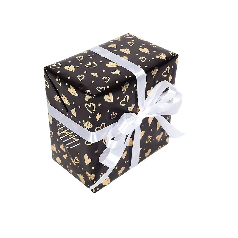 Premium Geschenkpapier in Schwarz und Gold für Geburtstag, Valentinstag und Feiertage - Bild 4