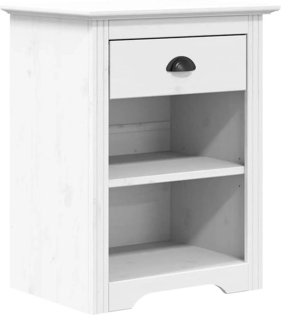 vidaXL Nachttisch BODO aus Massivholz Kiefer in Weiß, B/T/H: 53 x 38,5 x 67 cm - Bild 1