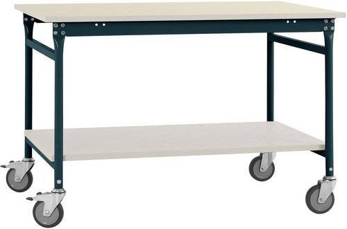 Manuflex BB5307.7016 BASIS mobiler Beistelltisch mit Kunststoff-Platte und Zwischenboden in Anthrazit, B/T/H: 75 x 50 x 85 cm - Bild 1