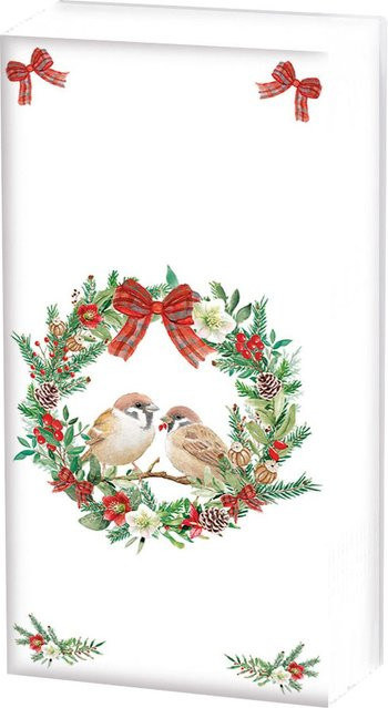 Papiertaschentücher Sparrows In Wreath für Weihnachten in Multicolor - Bild 1