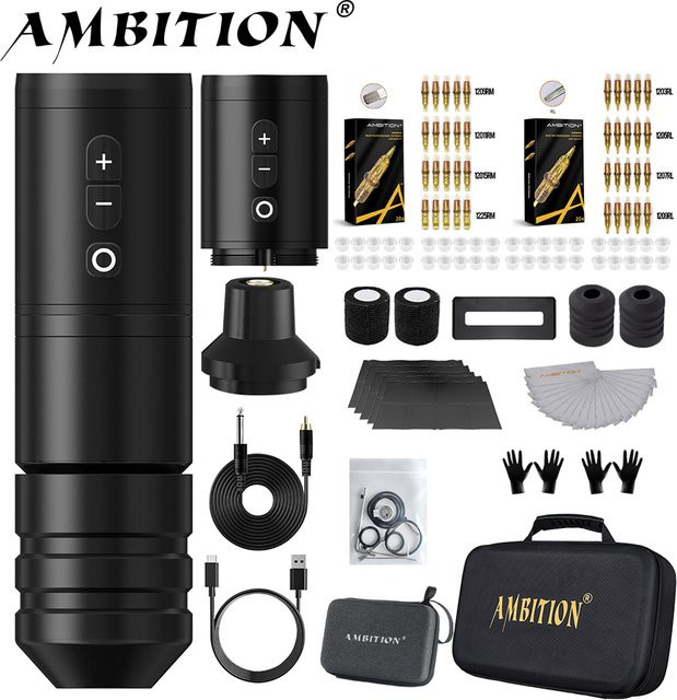 Ambition Ninja Pro Wireless Tattoo Maschine Kit, 2000 mAh, 4,0 mm Hub - Bild 1