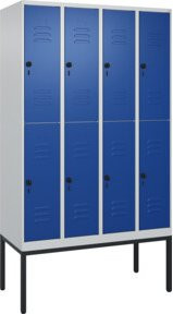 C+P Doppelstock-Spind Classic PLUS Gestell mit 4 Abteilen und Sicherheits-Drehriegel in RAL 5010 Enzianblau, B/T/H: 120 x 50 x 212 cm - Bild 1