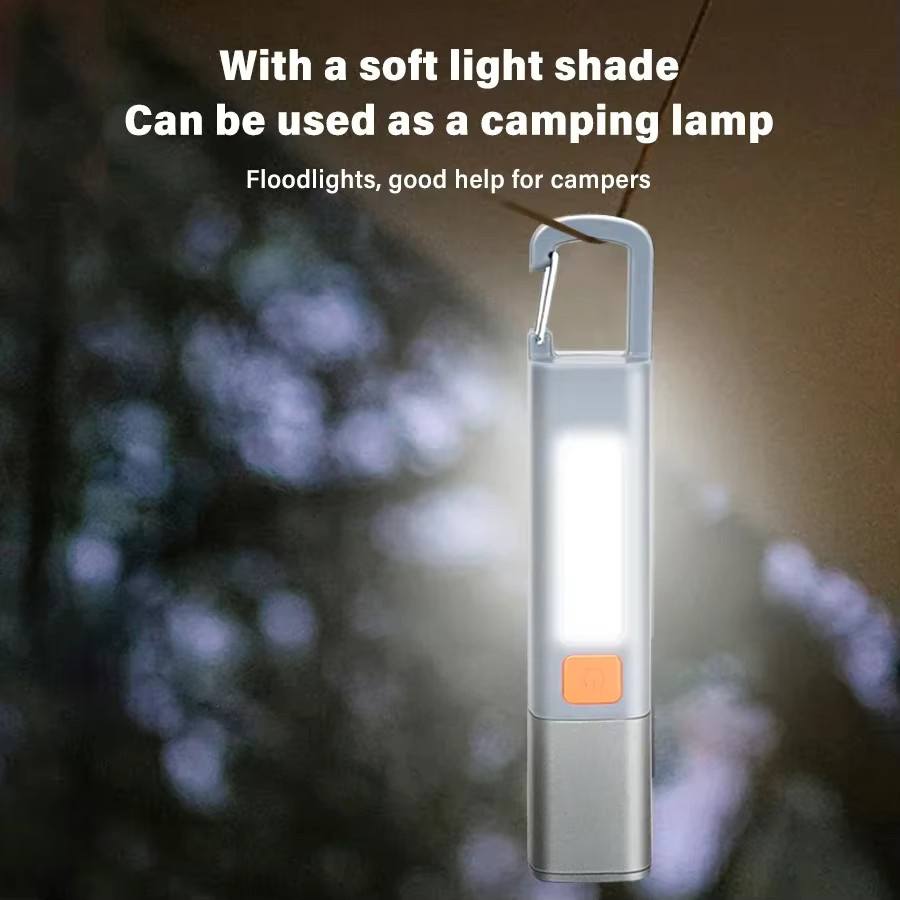 Smiling Shark SD1023 LED-Taschenlampe mit XPE-LED, USB wiederaufladbar, zoombar und integriertem Haken, Grau - Bild 2