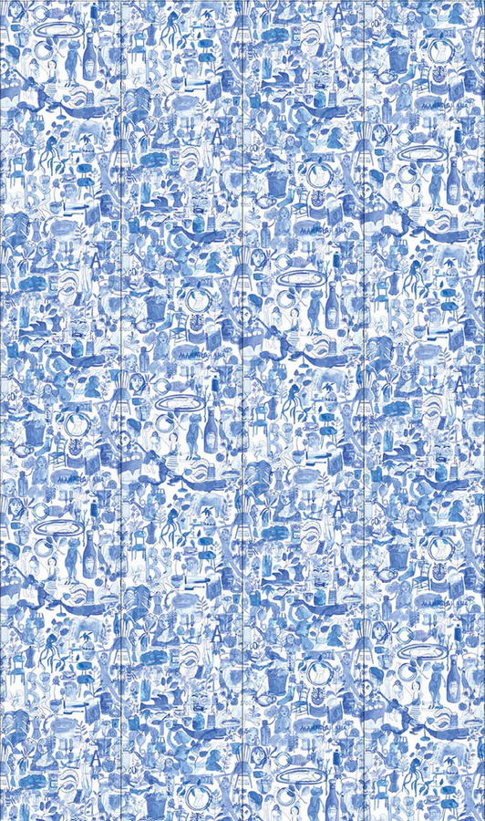 NLXL Mural I'm Blue - 04 Drops Wandtattoo mit floralem Design in Blau - Bild 1