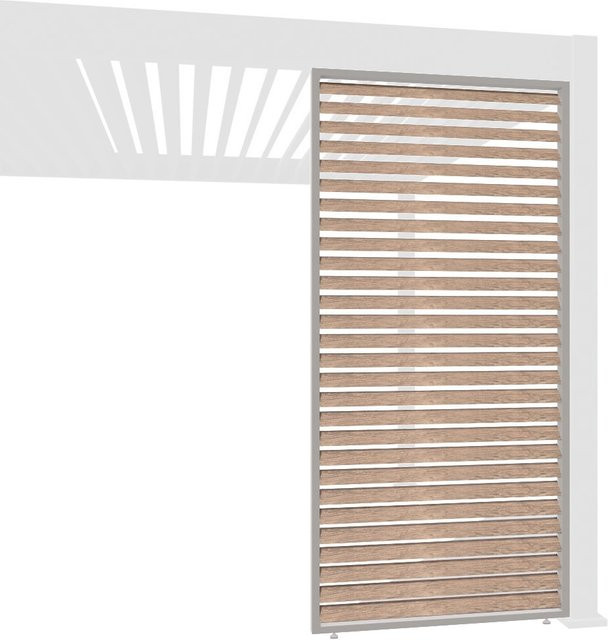 Lamellenwand Weide Holzoptik aus Aluminium für Pergola, Farbe: Beige/Sand/Braun, Breite: 123 cm - Bild 1