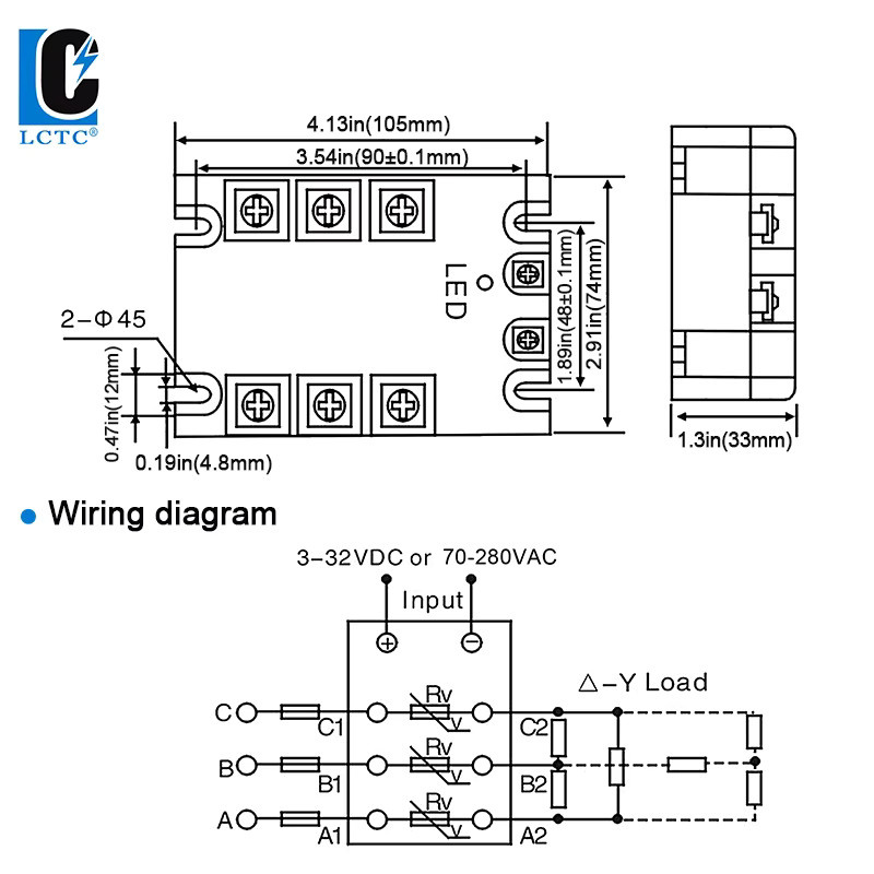 LCTC Dreiphasiges Halbleiterrelais SSR AC-Steuerung 25DA 380 VAC - Bild 2