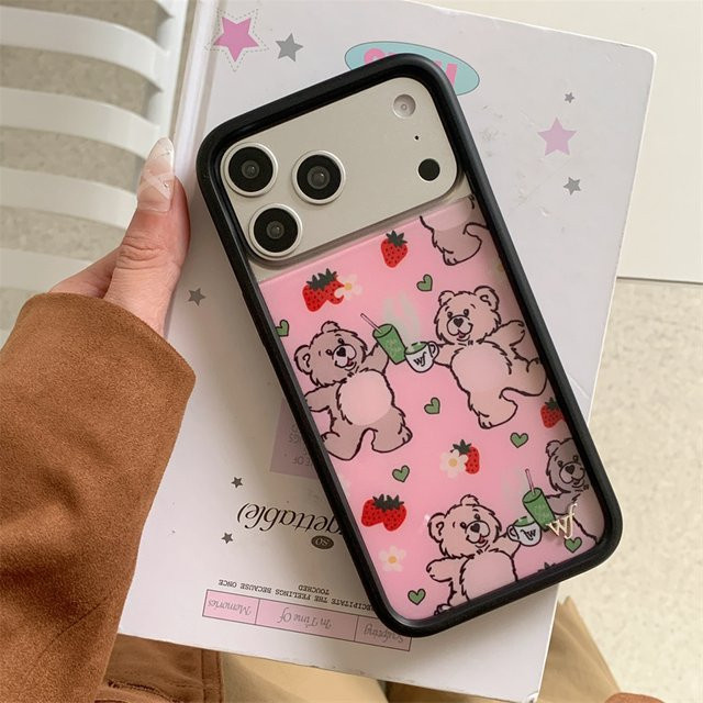 Wildflower Handyhülle Ins Bear Little Ghost Boo für iPhone 17 16 15 14 13 12 Pro Max in Pink mit Halloween Spider Web Design - Bild 1