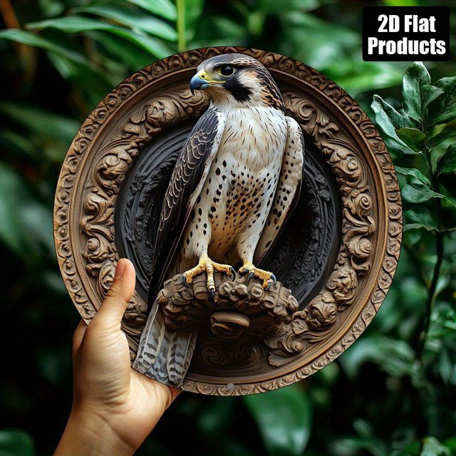 HELLOYOUNG Valkyrie Aluminium Adler Metall-Wandschild, rundes Wohndekor in Weiß, Durchmesser: 20,32 cm - Bild 1