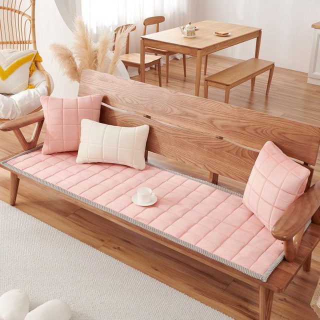 Super Six Sofakissen aus Plüsch in Pink, rutschfestes und waschbares Sofabezug für alle Jahreszeiten, B: 180 cm, T: 60 cm - Bild 1