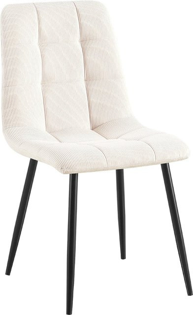 CLP Esszimmerstuhl Antibes Küchenstuhl mit gepolstertem Cordbezug in Beige und Metallgestell - Bild 1