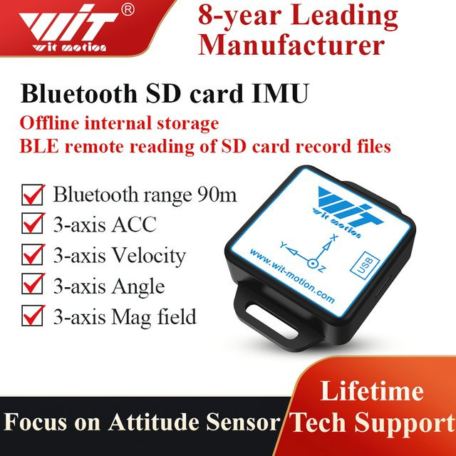 WitMotion WT901SDCL-BT50 Bluetooth 9-Achsen-Beschleunigungsmesser mit Gyroskop, Winkelmesser und Magnetometer in Schwarz - Bild 1