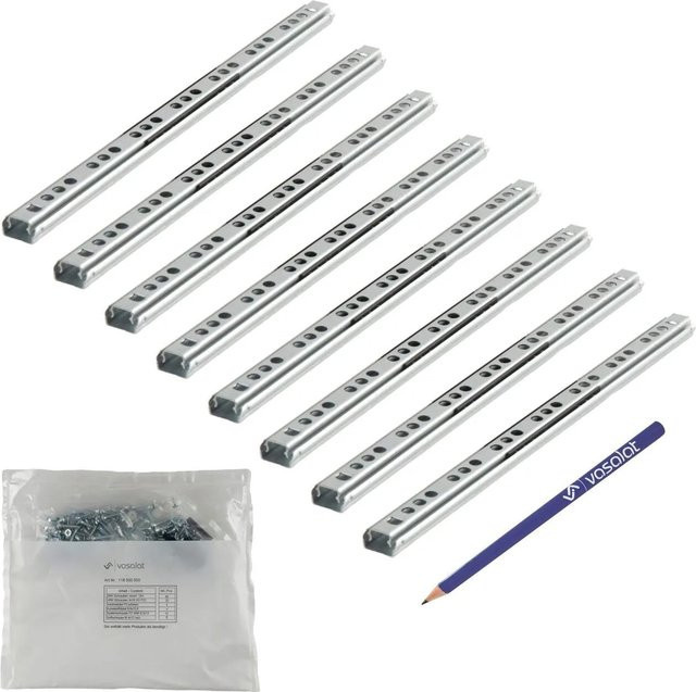 vasalat Kugelauszug Schubladenschienen Teilauszug aus Stahl in Silber, Länge: 27,8 cm, Breite: 1,7 cm - Bild 1